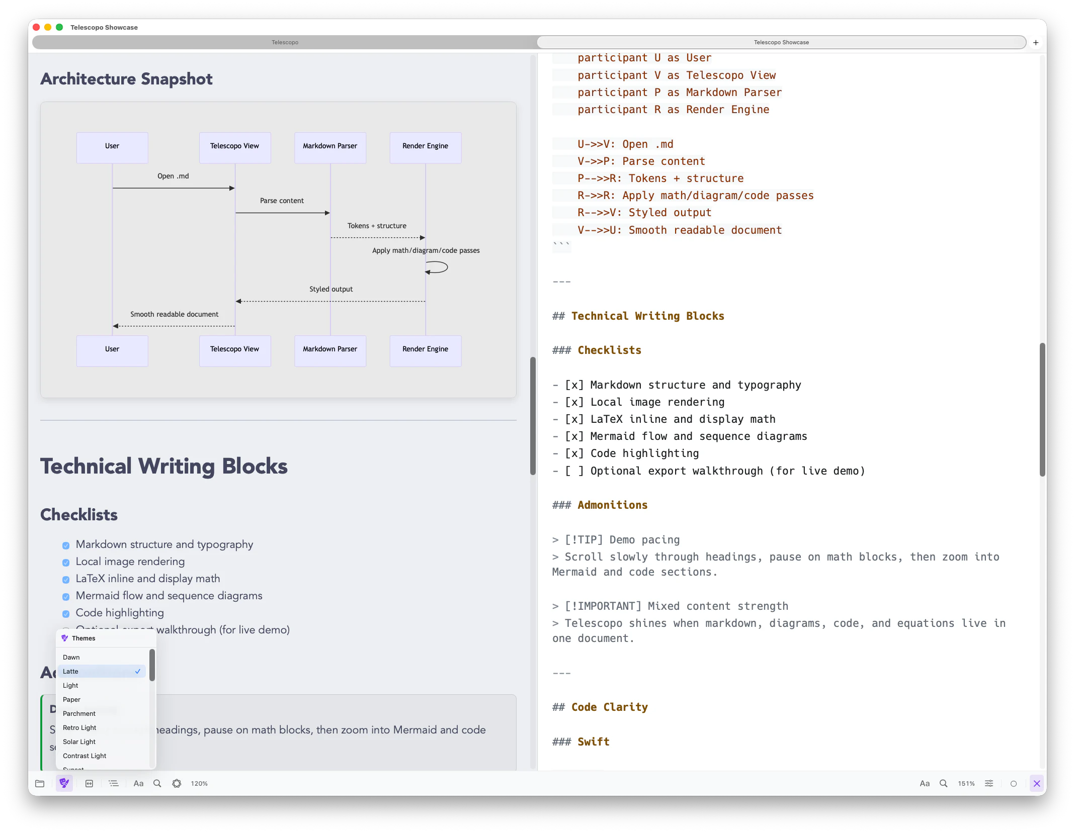 Telescopo Latte theme