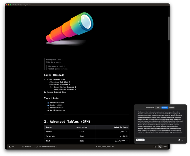 Telescopo Dark theme