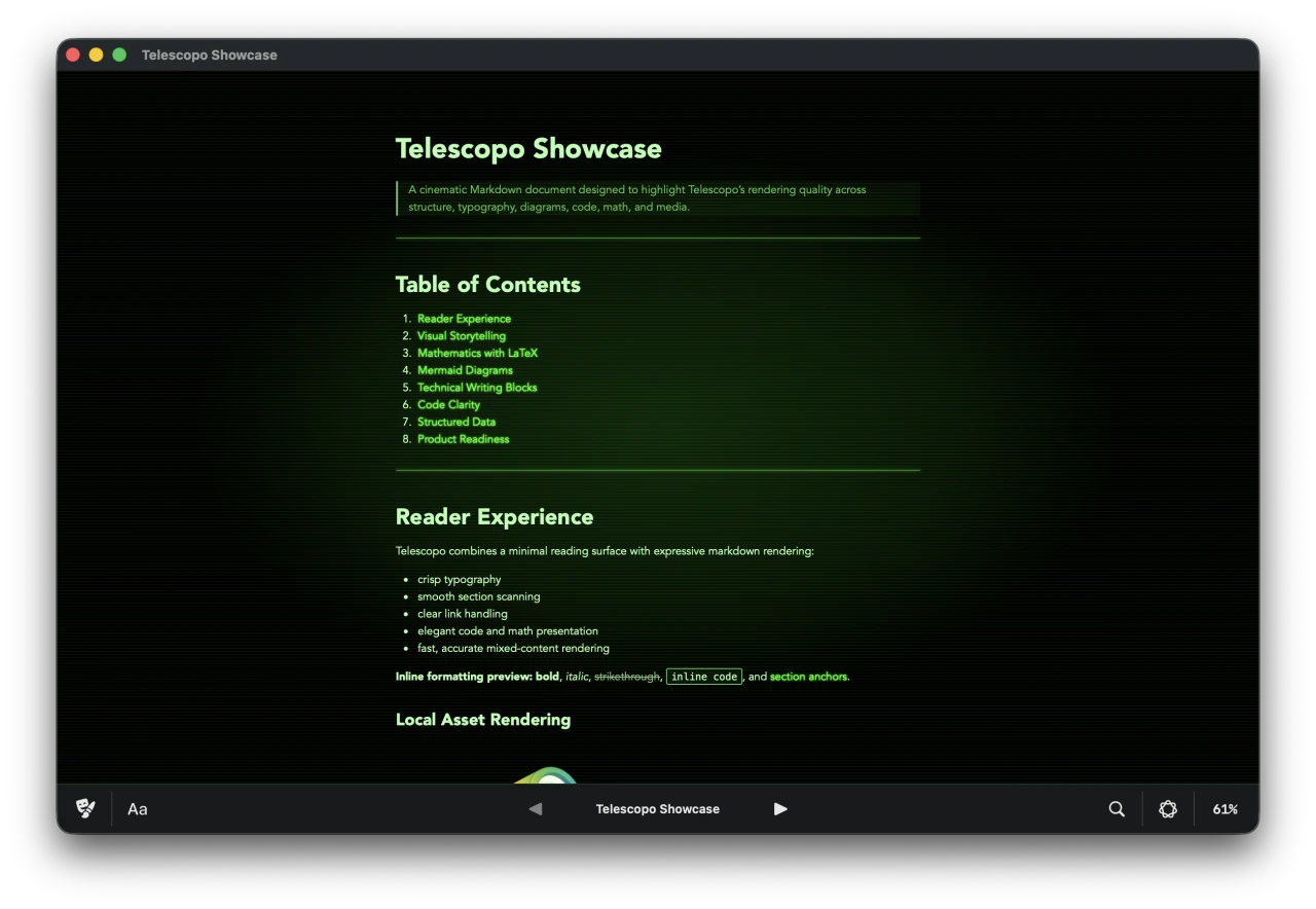 Telescopo Dark theme